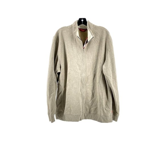NWT Izod Full Zipper Sweatshirt Jacket Men's Sweat Shirt Size XL NEW Sandy Beige - Picture 1 of 11